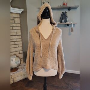 Plush Tan Hooded Sweater